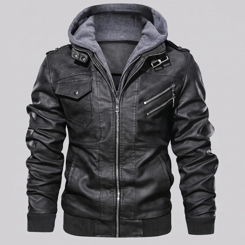 Detachable Hood Moto Jacket