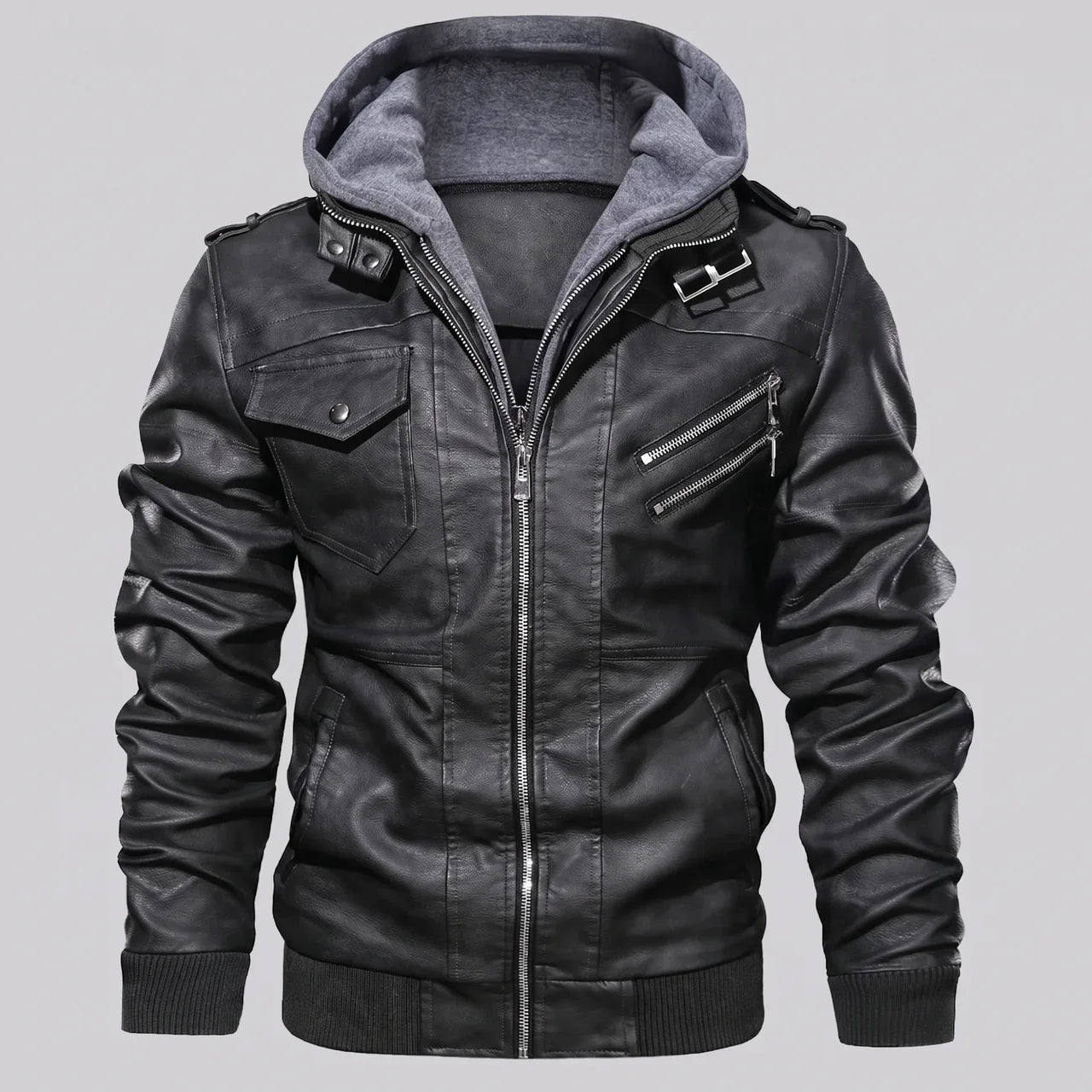 Detachable Hood Moto Jacket