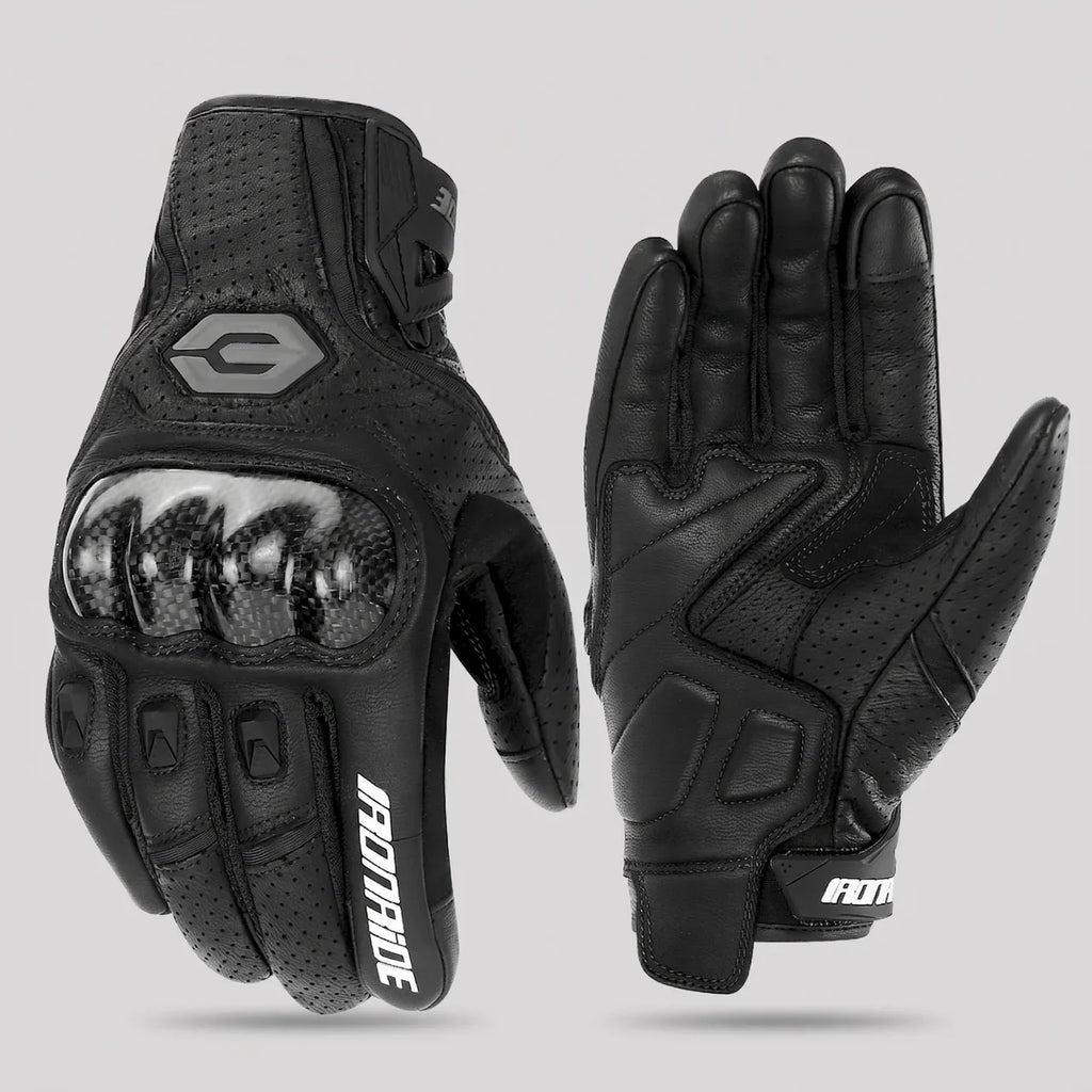 Armored Cowhide Riding Gloves