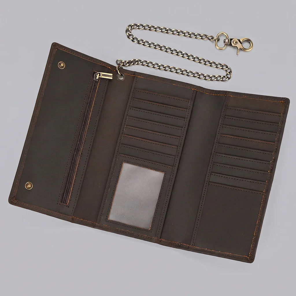 Chain Leather Motorcycle Wallet