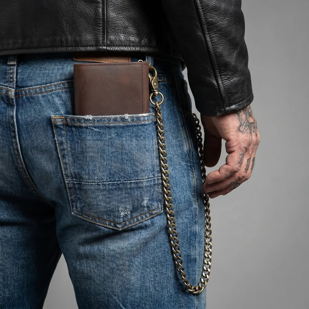 Chain Leather Motorcycle Wallet