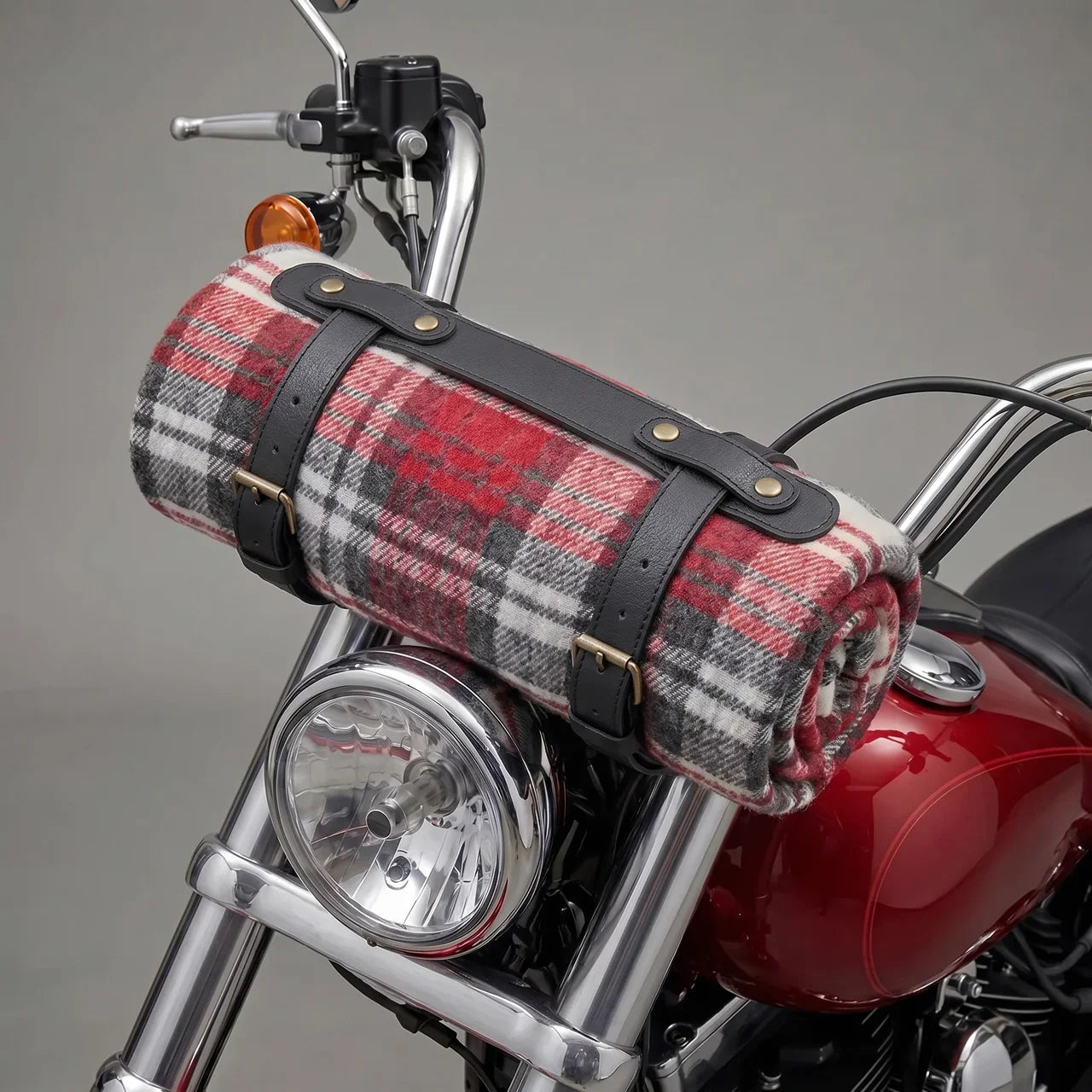 Leather Motorcycle Blanket Holder